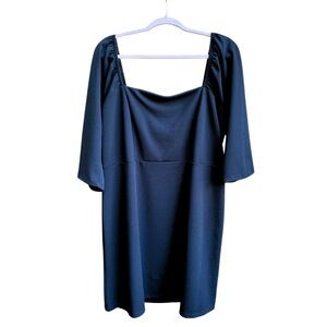 LEITH WOMENS BLACK 3/4 SLEEVE SQUARE NECK MINI DRESS SIZE 2X LBD CLASSIC